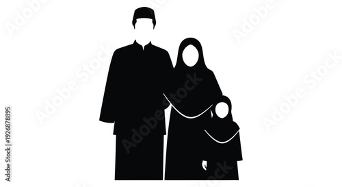 Family portrait showing a mother father and baby a striking silhouette