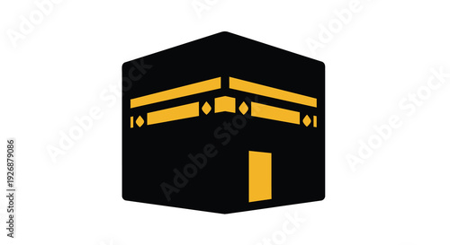 Golden kaaba illustration with geometric details a striking silhouette