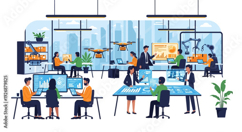 Modern Office Technology Innovation and Collaboration.