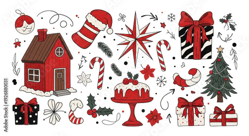 Christmas objects and decorations isolated on transparent background is not possible however a christmas collage