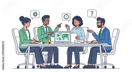 Diverse team collaborating in a modern office meeting room discussing project strategy.