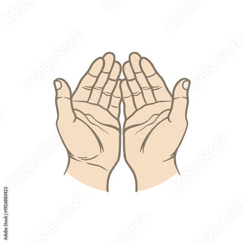 Simple cartoon vector image of hands in praying position.