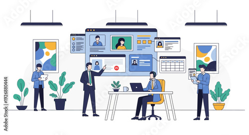 Modern Office Collaboration and Digital Communication.