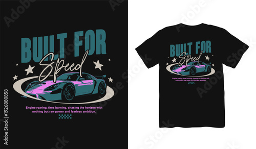 Racing car streetwear t shirt design, urban t shirt, Retro 90s t shirt design, California street race design, Street Racing, street style fashion, urban trendy t-shirt design, Racing club Illustration