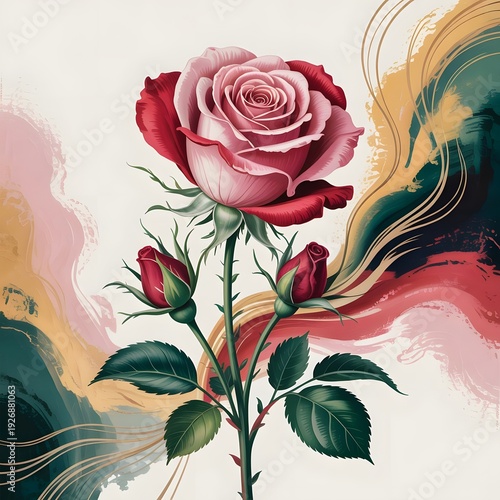 Abstract floral background with beautiful red roses vector illustration