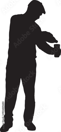 vector, Silhouette of a man pouring a glass water
