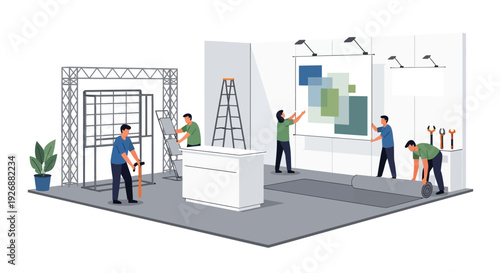 Exhibition Booth Construction and Setup Process.