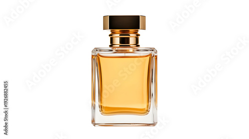 Glass perfume bottle with golden cap