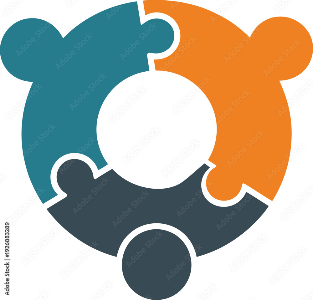 Fototapeta premium Abstract Puzzle Piece People Logo Representing Unity Collaboration and Problem Solving Success