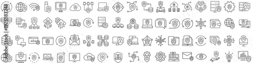 Firewall vector icon set. Cybersecurity Illustration sign collection. Computer antivirus symbol. Data protection logo.