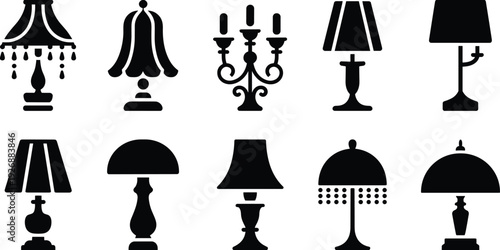 Various black and white lamp arranged in a grid pattern lamps chandelier