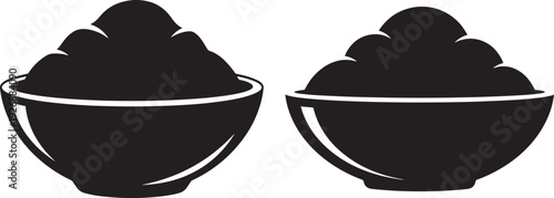 Two bowls with pile silhouette and outline