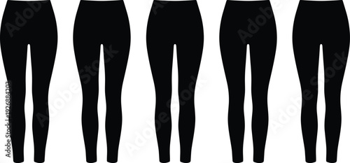 Black Silhouettes of Women Leg Shapes in Different Body Types Isolated on White Background Fashion Fit Comparison Vector Illustration Set