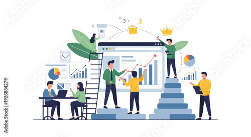 Business Team Analyzing Data for Growth Strategy, Marketing Analytics, and Success Achievement