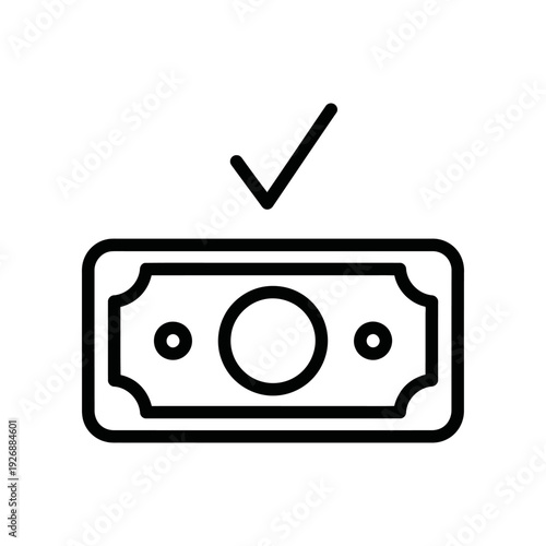 Approved Banknote Icon with Checkmark Symbolizing Financial Approval