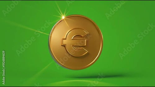 euro icon 3d render gold button