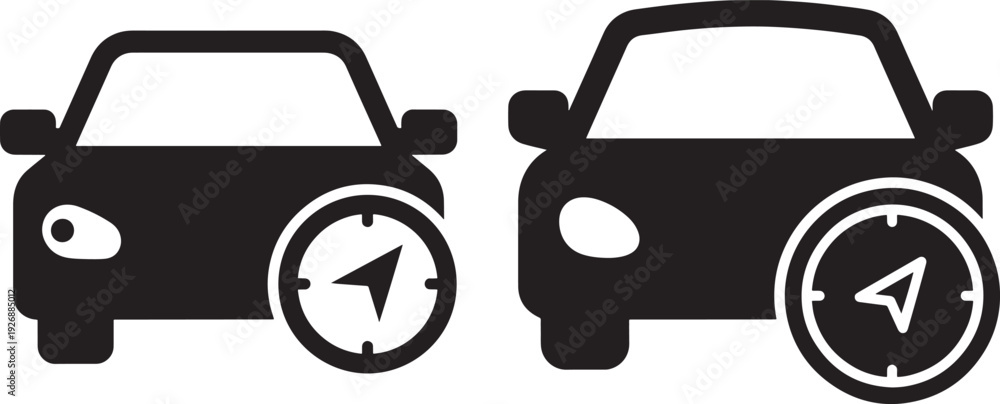 Naklejka premium Silhouette car with navigation icon