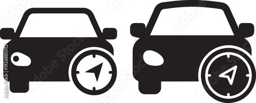 Silhouette car with navigation icon