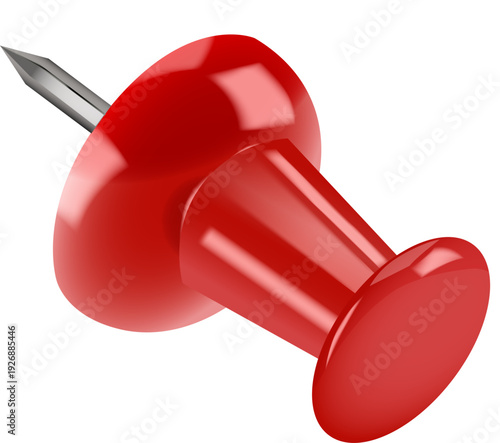 Push Pin, Drawing Pin & Thumbtack Vector for Isolated Map Marker, Office Stationery & Memo Highlight