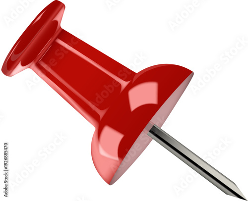 Push Pin, Drawing Pin & Thumbtack Vector for Isolated Map Marker, Office Stationery & Memo Highlight