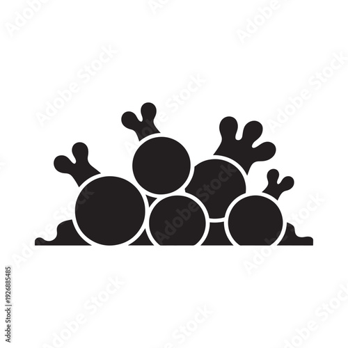 A simple black silhouette of a cluster of rounded cacti plants