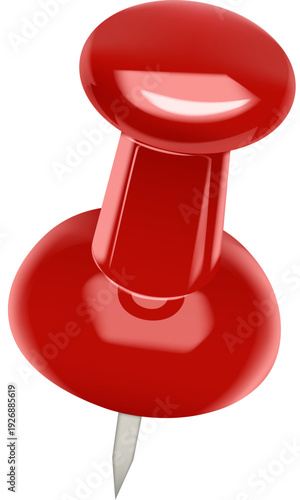 Push Pin, Drawing Pin & Thumbtack Vector for Isolated Map Marker, Office Stationery & Memo Highlight