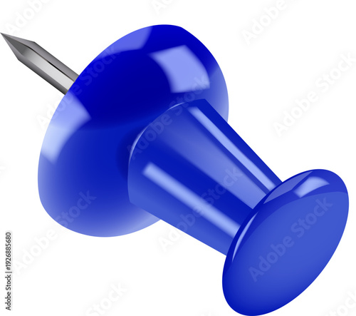 Push Pin, Drawing Pin & Thumbtack Vector for Isolated Map Marker, Office Stationery & Memo Highlight