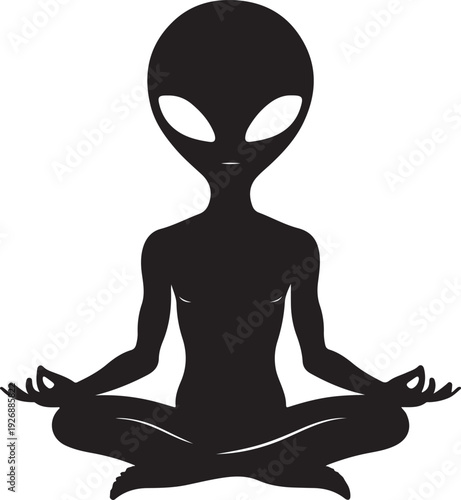 Alien Meditation Lotus Pose Silhouette