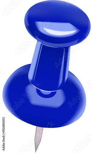 Push Pin, Drawing Pin & Thumbtack Vector for Isolated Map Marker, Office Stationery & Memo Highlight