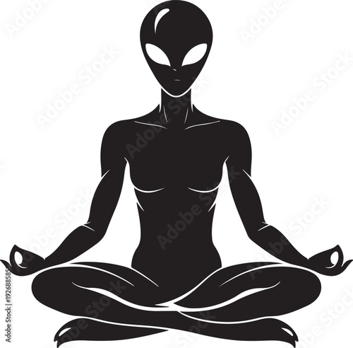 Alien Meditation Lotus Pose Silhouette