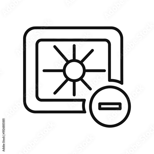 Simple Line Icon of Sun with Minus Symbol on White