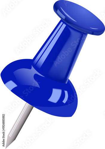 Push Pin, Drawing Pin & Thumbtack Vector for Isolated Map Marker, Office Stationery & Memo Highlight