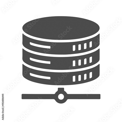Database Server Storage Icon in Minimal Flat Gray Style Isolated on Transparent Background
