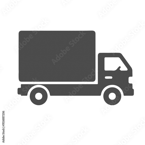 Cargo Delivery Truck Transport Icon in Minimal Flat Gray Style Isolated on White Background