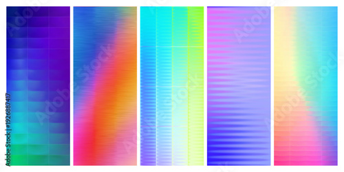 Set of ribbed glass texture backgrounds