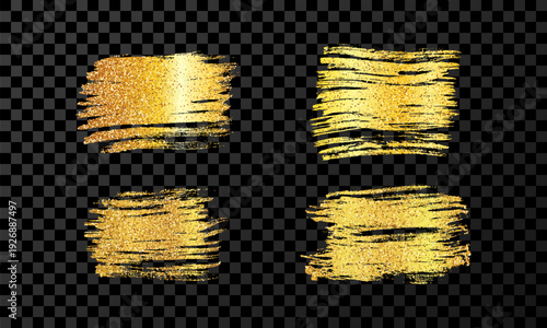Set of gold hand drawn brush strokes