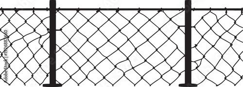 Steel Chain Link Fence Silhouette