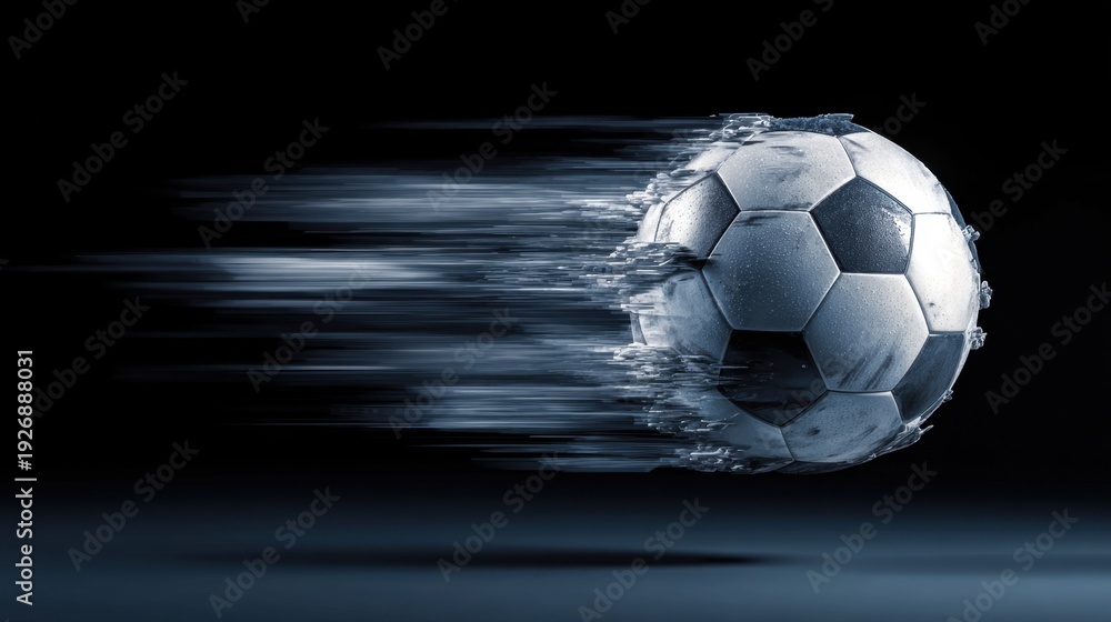 Naklejka premium Soccer ball moving with speed and motion blur effect