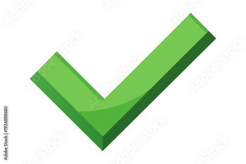 A green checkmark icon in a modern flat design style with a 3D effect