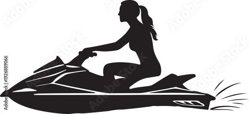 A Girl Riding a Jet Ski Silhouette
