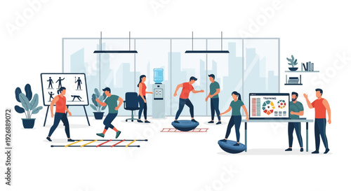 People engaged in physical fitness and wellness activities.