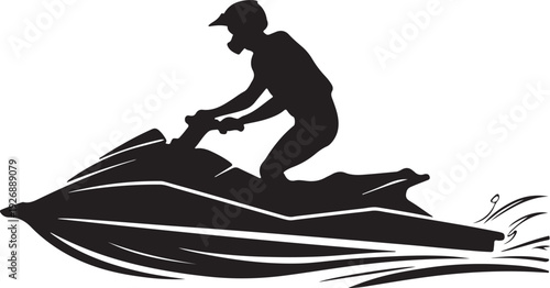 A Man Riding a Jet Ski Silhouette