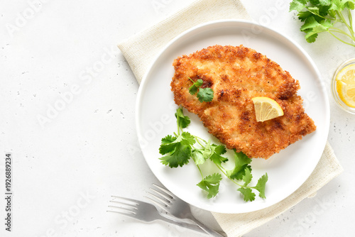 Chicken schnitzel on plate