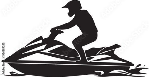 A Man Riding a Jet Ski Silhouette