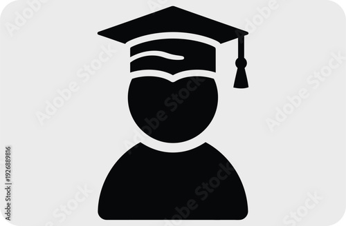 Graduation cap icon with silhouette