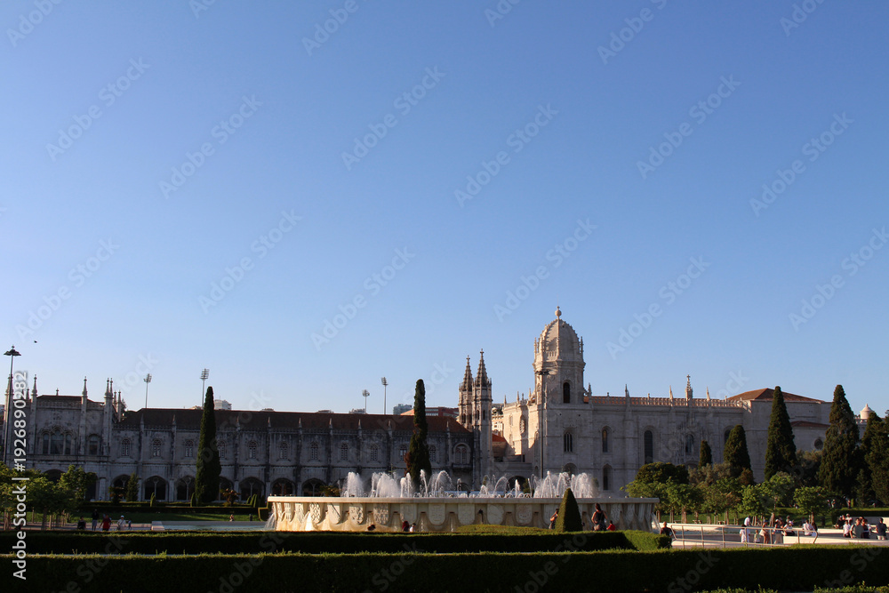 Fototapeta premium Empire Square Garden Jardim da Praca do Imperio Belem August 2024 Garden Facing Monastery