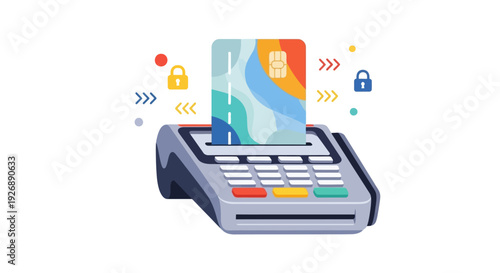 Secure Credit Card Payment at POS Terminal with Data Security Icons
