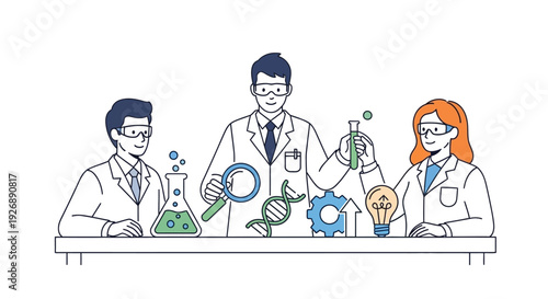 Scientists working together in a laboratory setting.