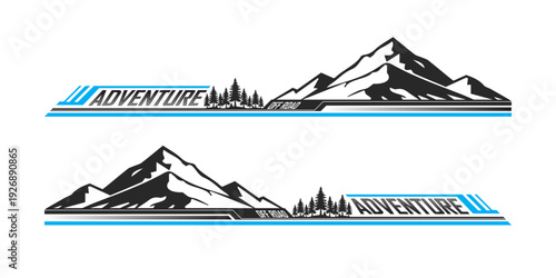 Car side sticker design. outdoor mountain concept car wrap vinyl sticker. Suitable for printing or cutting.