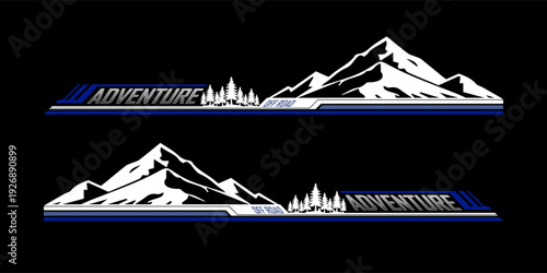 Car side sticker design. outdoor mountain concept car wrap vinyl sticker. Suitable for printing or cutting.